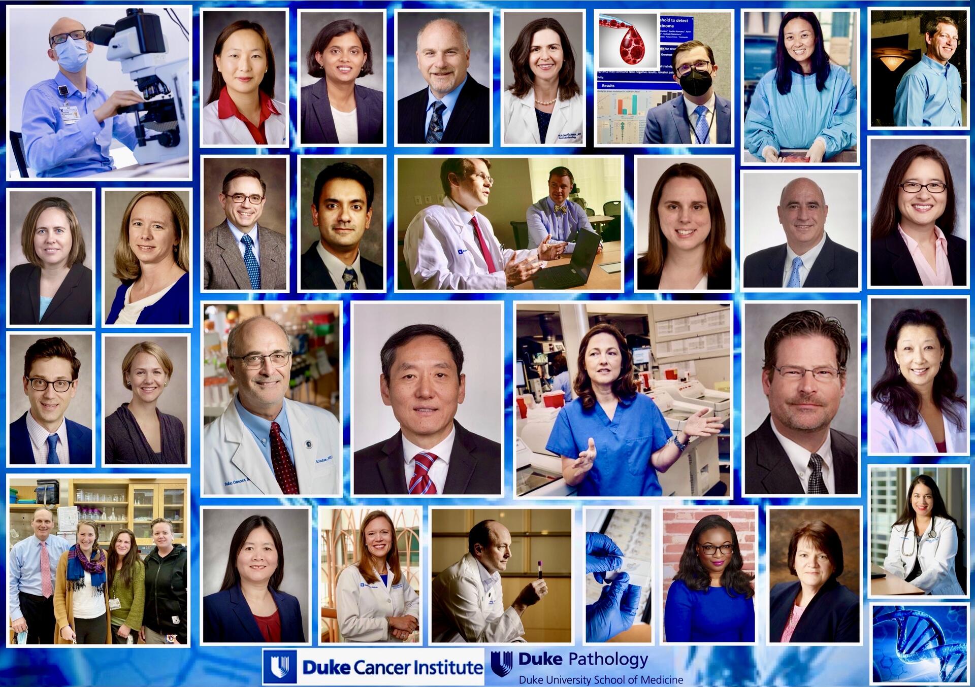 The headshots of more than 34 DCI and Pathology Department faculty, and researchers.