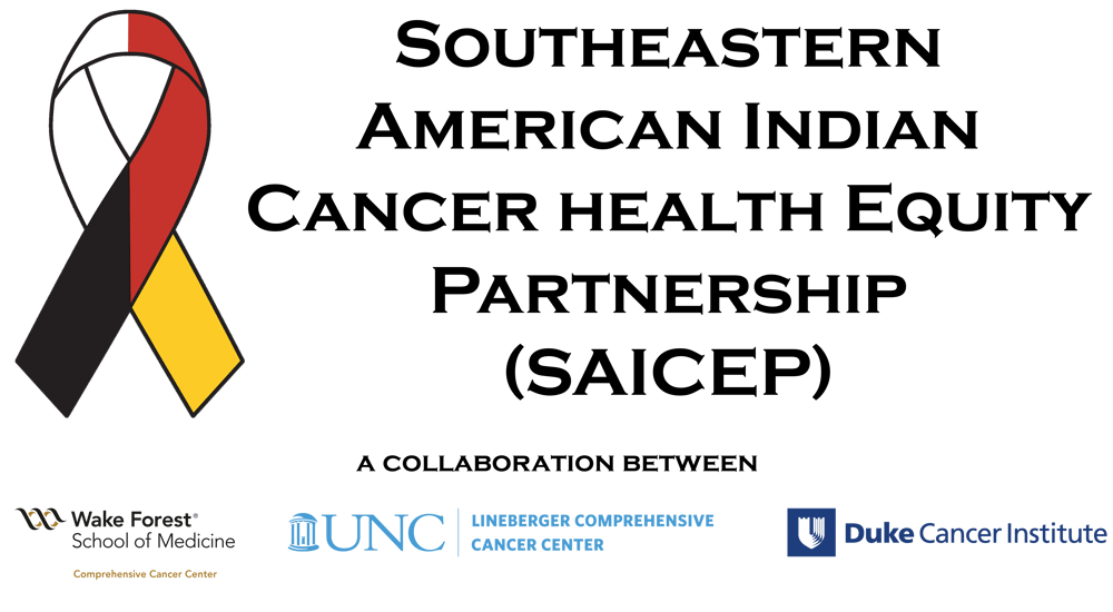 Ribbon logo for Southeastern American Indian Cancer Health Equity Partnership