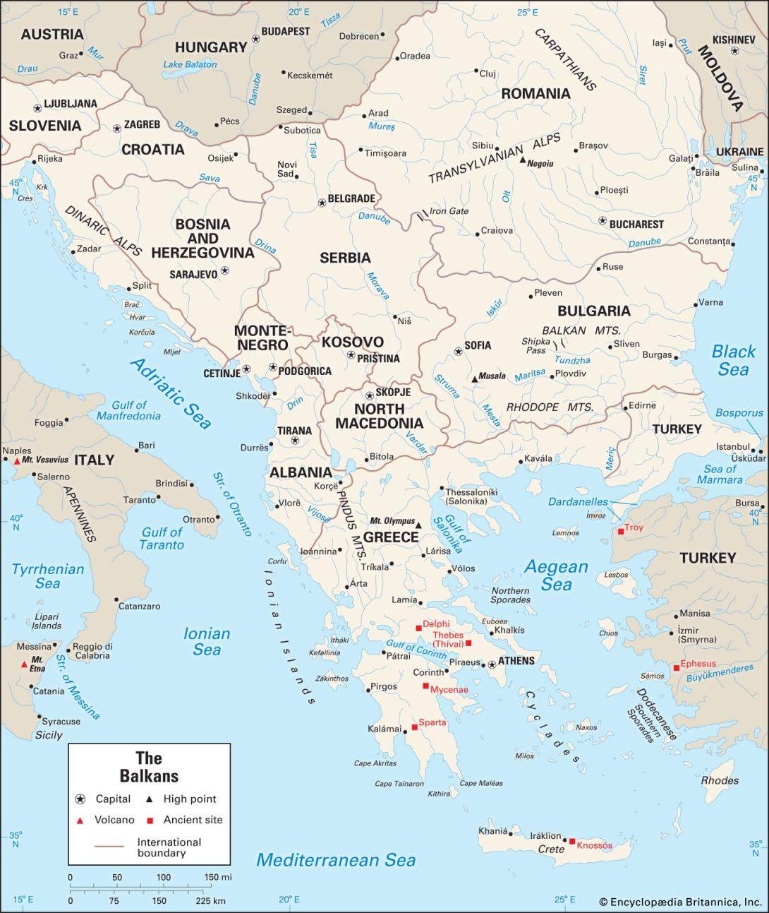 map of the Balkan countries 