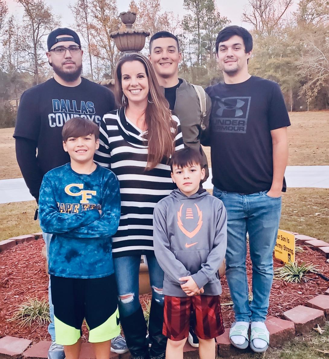 Christy and the couple’s five sons at Thanksgiving